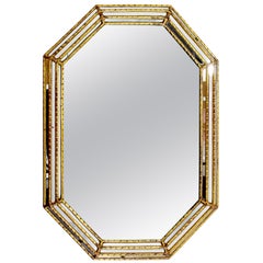 Mid-Century Modern Hollywood Regency Large Gold Gilt Wall Mirror, Italy, 1960s