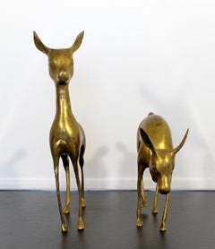 Mid-Century Modern Hollywood Regency Pair of Brass Bambi Deer Sculpture, 1970s
