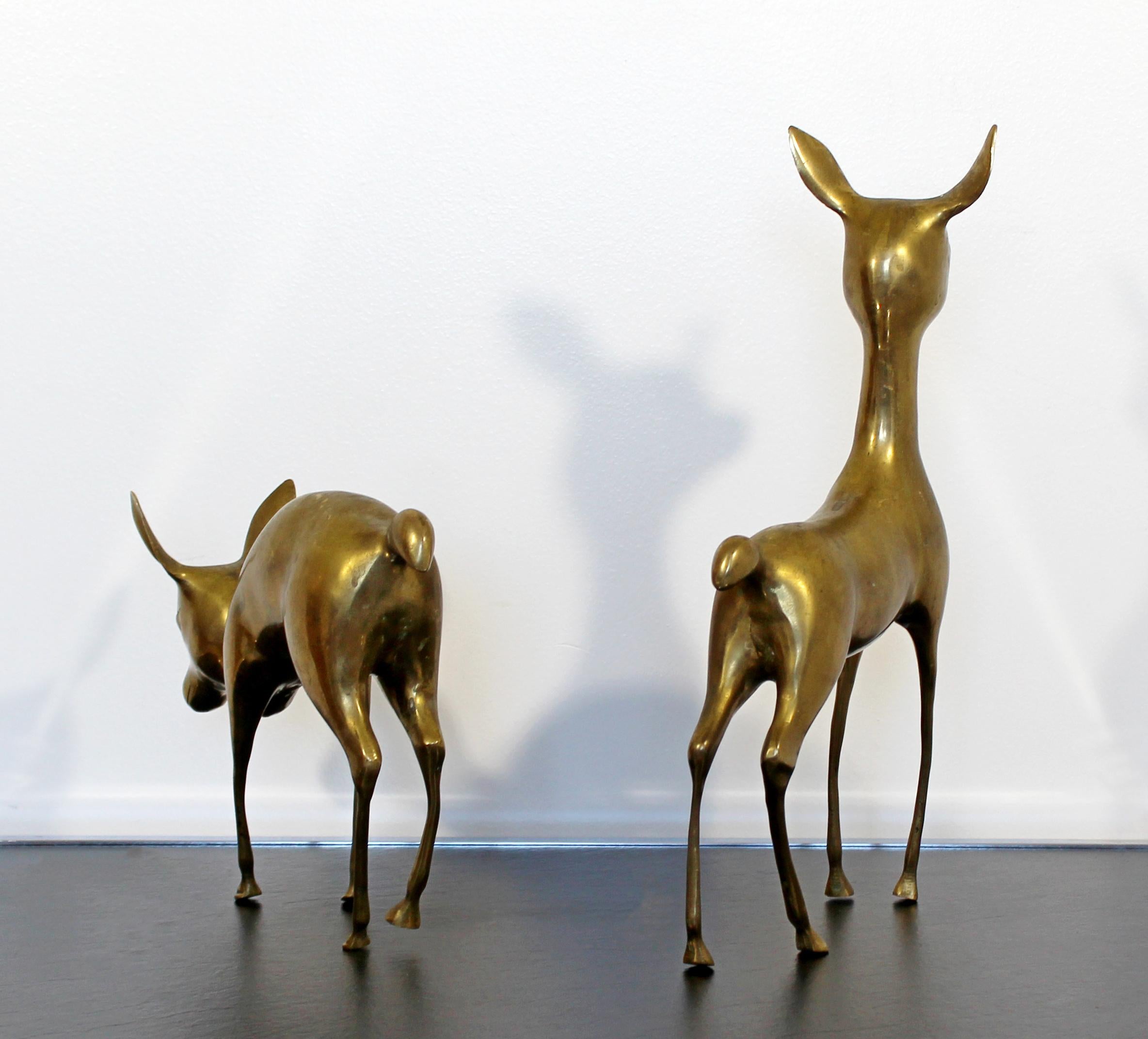 Mid-Century Modern Hollywood Regency Pair of Brass Bambi Deer Sculpture, 1970s In Good Condition In Keego Harbor, MI
