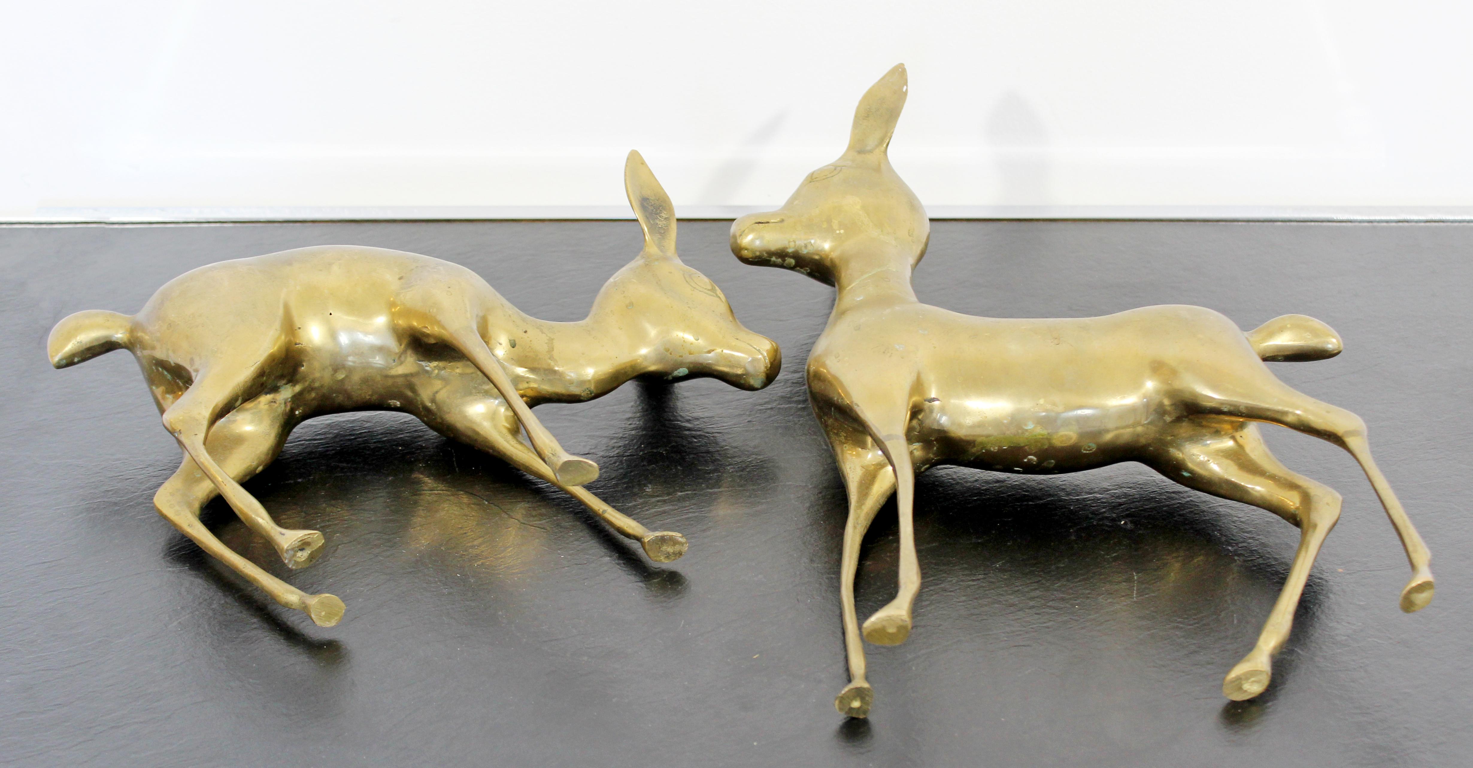 Late 20th Century Mid-Century Modern Hollywood Regency Pair of Brass Bambi Deer Sculpture, 1970s