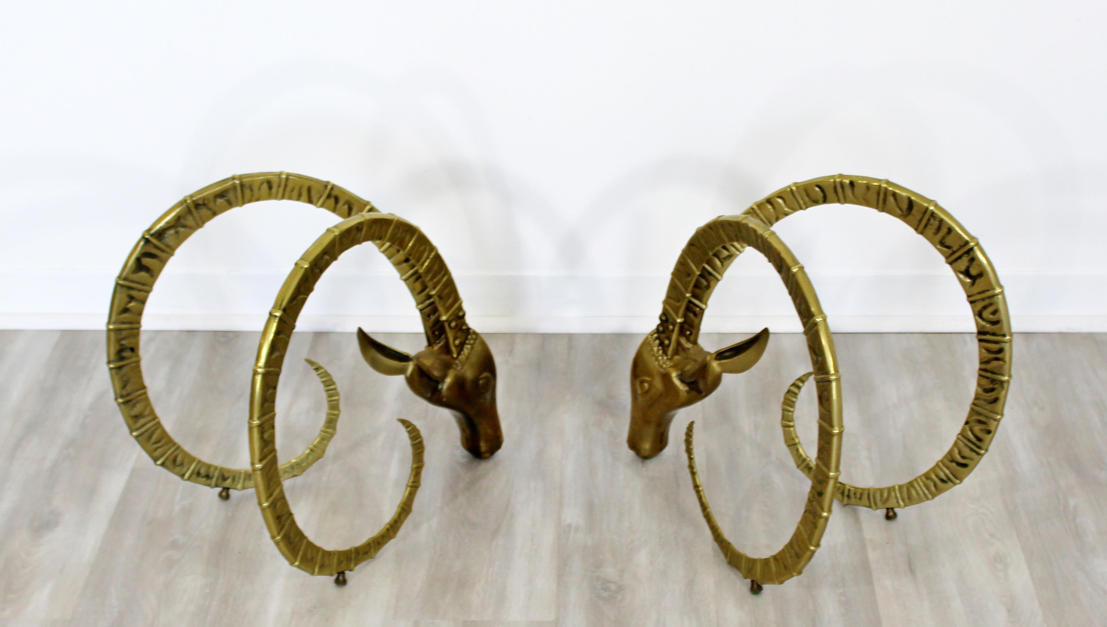 Mid-Century Modern Hollywood Regency Pair of Bronze Ibex Heads, Chervet, 1970s 4