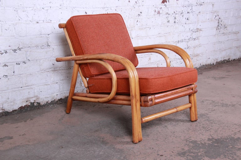 Mid-Century Modern Hollywood Regency Rattan Lounge Chair at 1stDibs