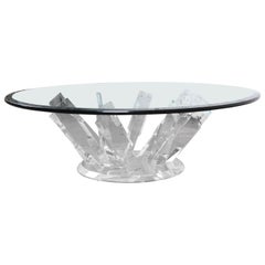 Mid-Century Modern Hollywood Regency Sculpted Lucite and Glass Cocktail Table