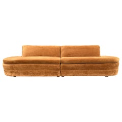 Mid-Century Modern Hollywood Regency Sofa or Two Piece Chaise Lounge Set