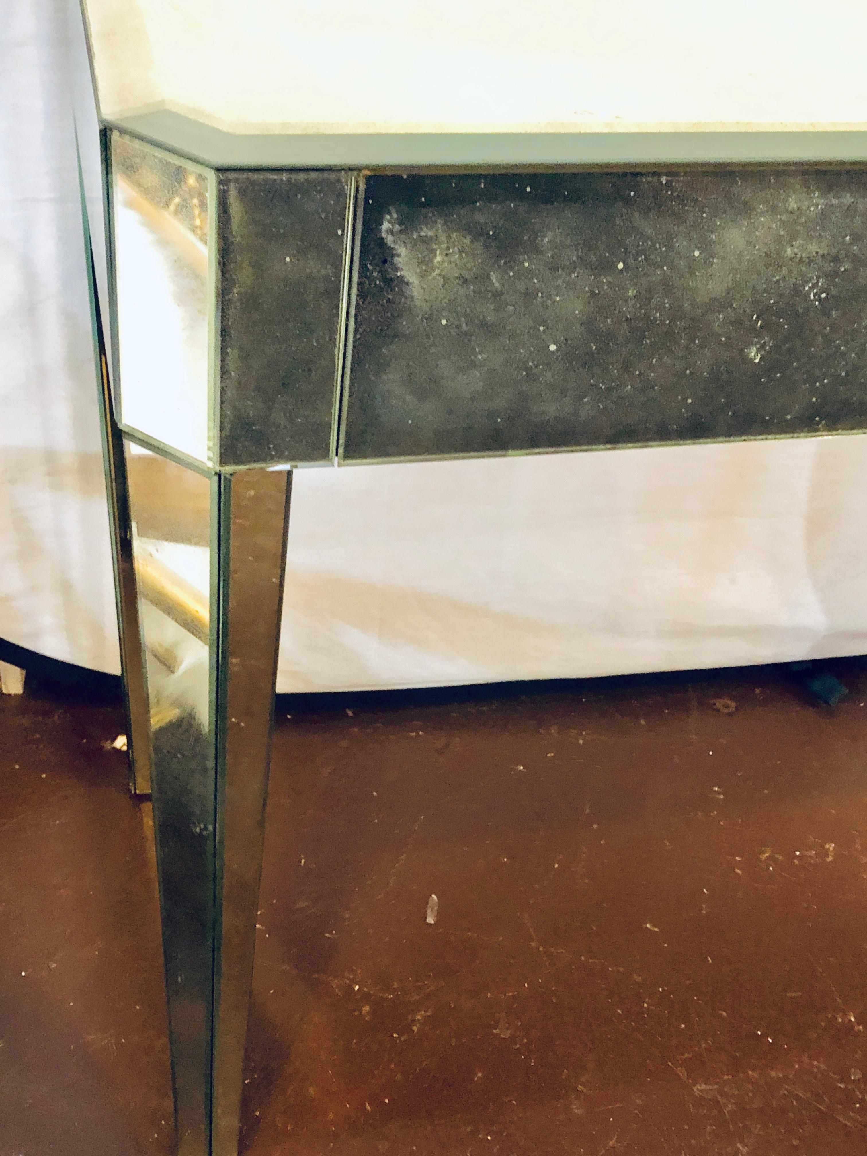 Mid-Century Modern Hollywood Regency Two-Drawer Mirrored Console / Entry Table 2