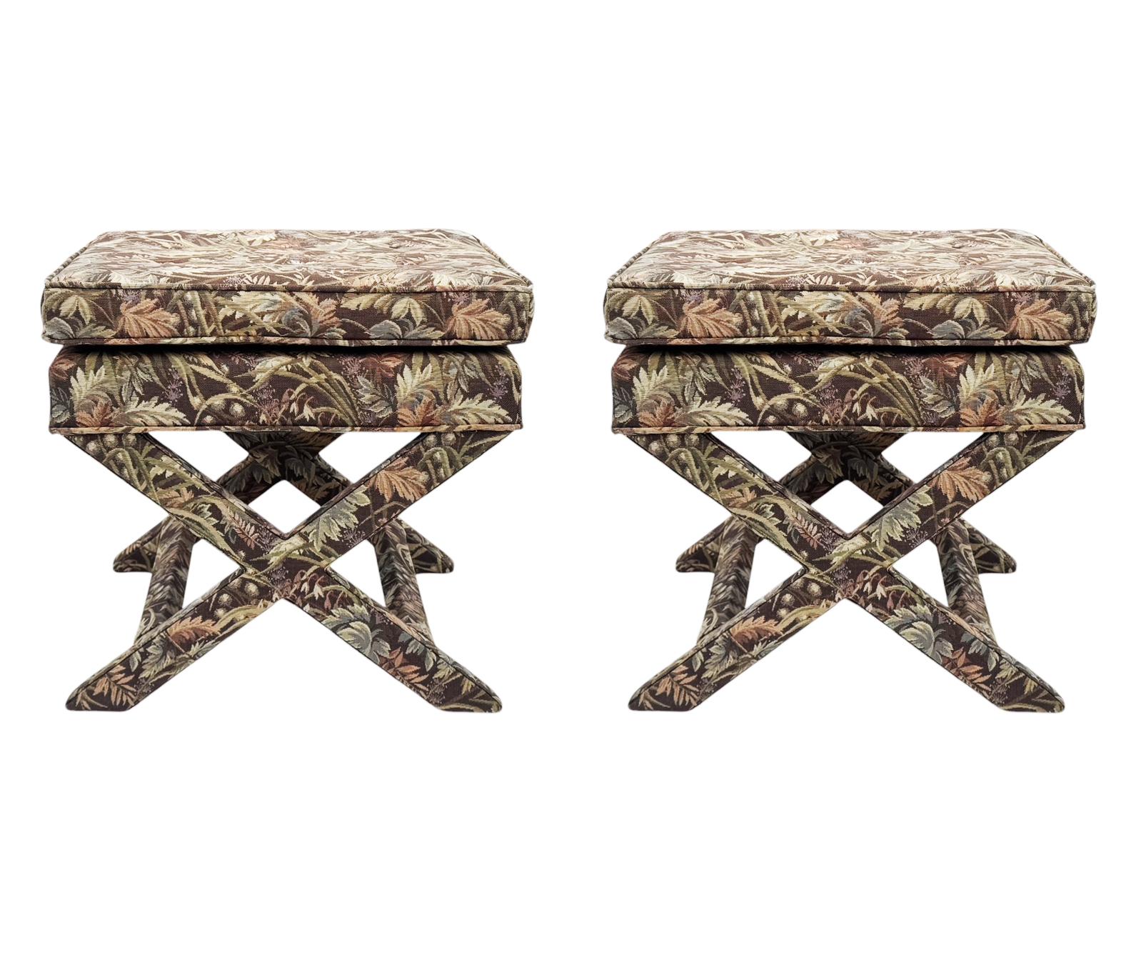 Mid-Century Modern Hollywood Regency X Benches or Stools after Billy Baldwin In Good Condition For Sale In Philadelphia, PA