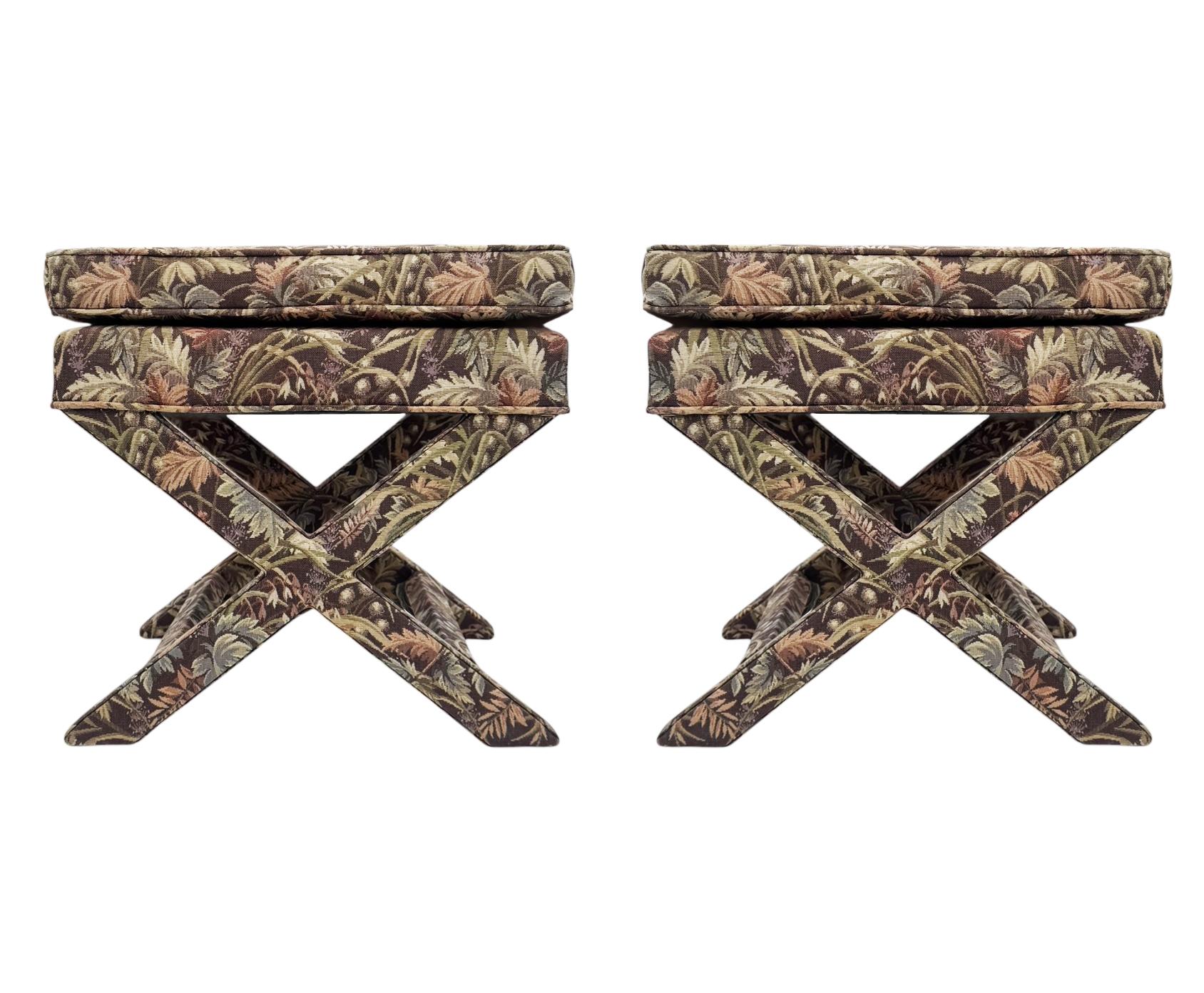 Mid-Century Modern Hollywood Regency X Benches or Stools after Billy Baldwin For Sale 2