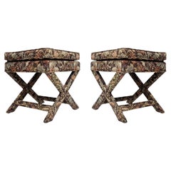 Mid-Century Modern Hollywood Regency X Benches or Stools after Billy Baldwin