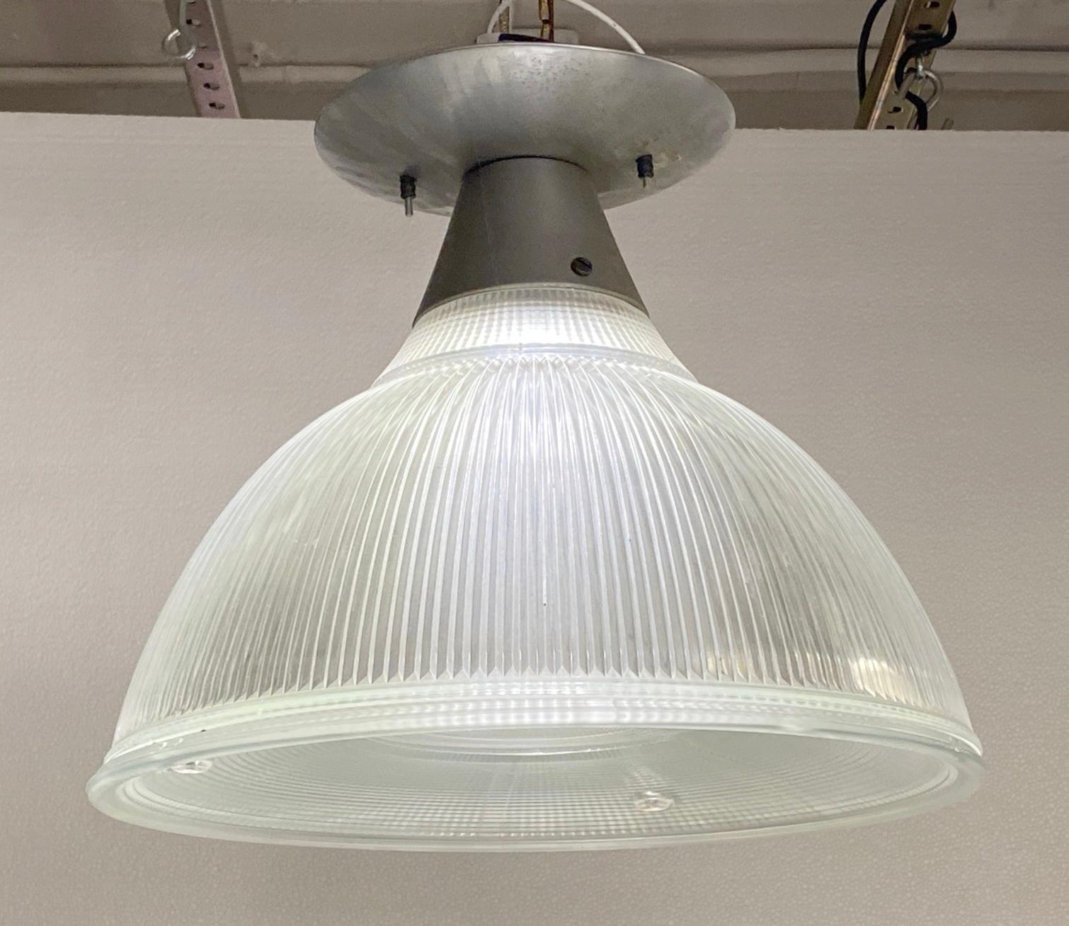 Mid-Century Modern Holophane Semi Flush Mount Light In Good Condition In New York, NY