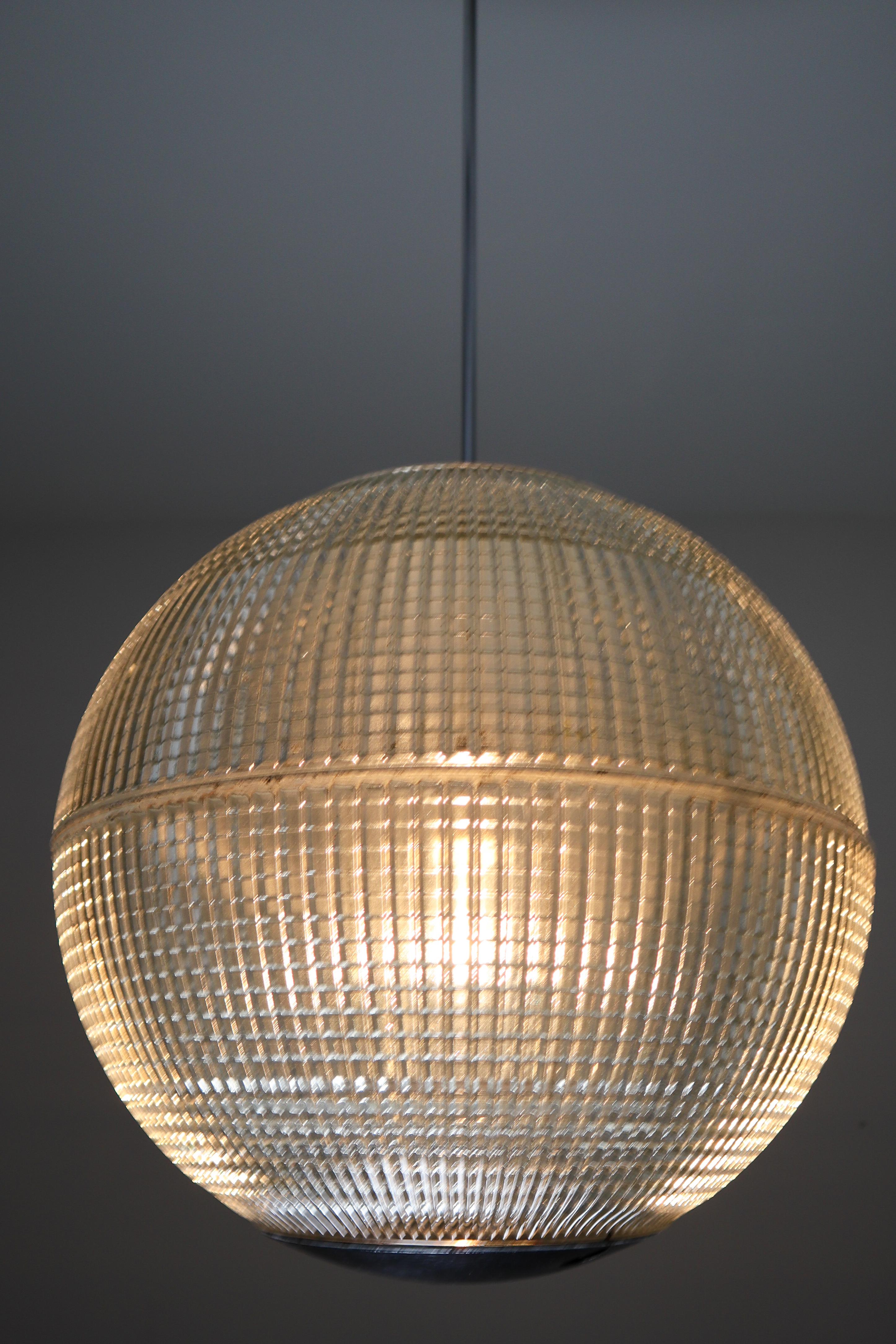 Mid-Century Modern Holophane Paris Street Pendant Lights, France, 1960s In Good Condition In Almelo, NL