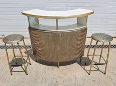 Mid Century Modern Home Cocktail Bar with bar stools and mirror, England 1960s