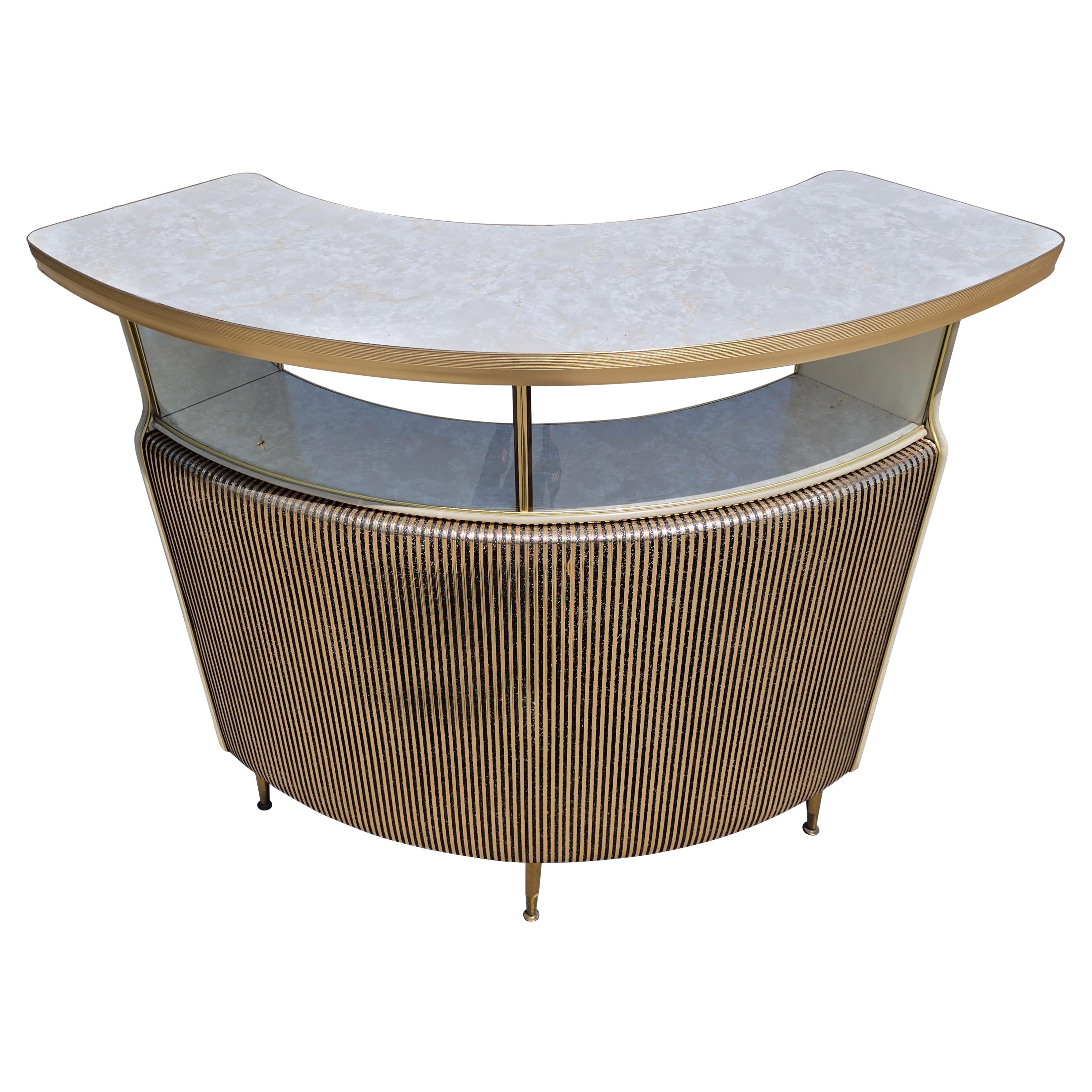 Mid Century Modern Home Cocktail Bar with bar stools and mirror, England 1960s