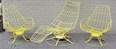 Mid-Century Modern Homecrest 3 Pc Patio Set Pair Swivel Armchairs & Chaise 1960s