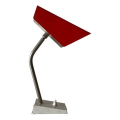 Mid Century Modern Hoogervorst Red Metal Desk Lamp, 1960s, the Netherlands