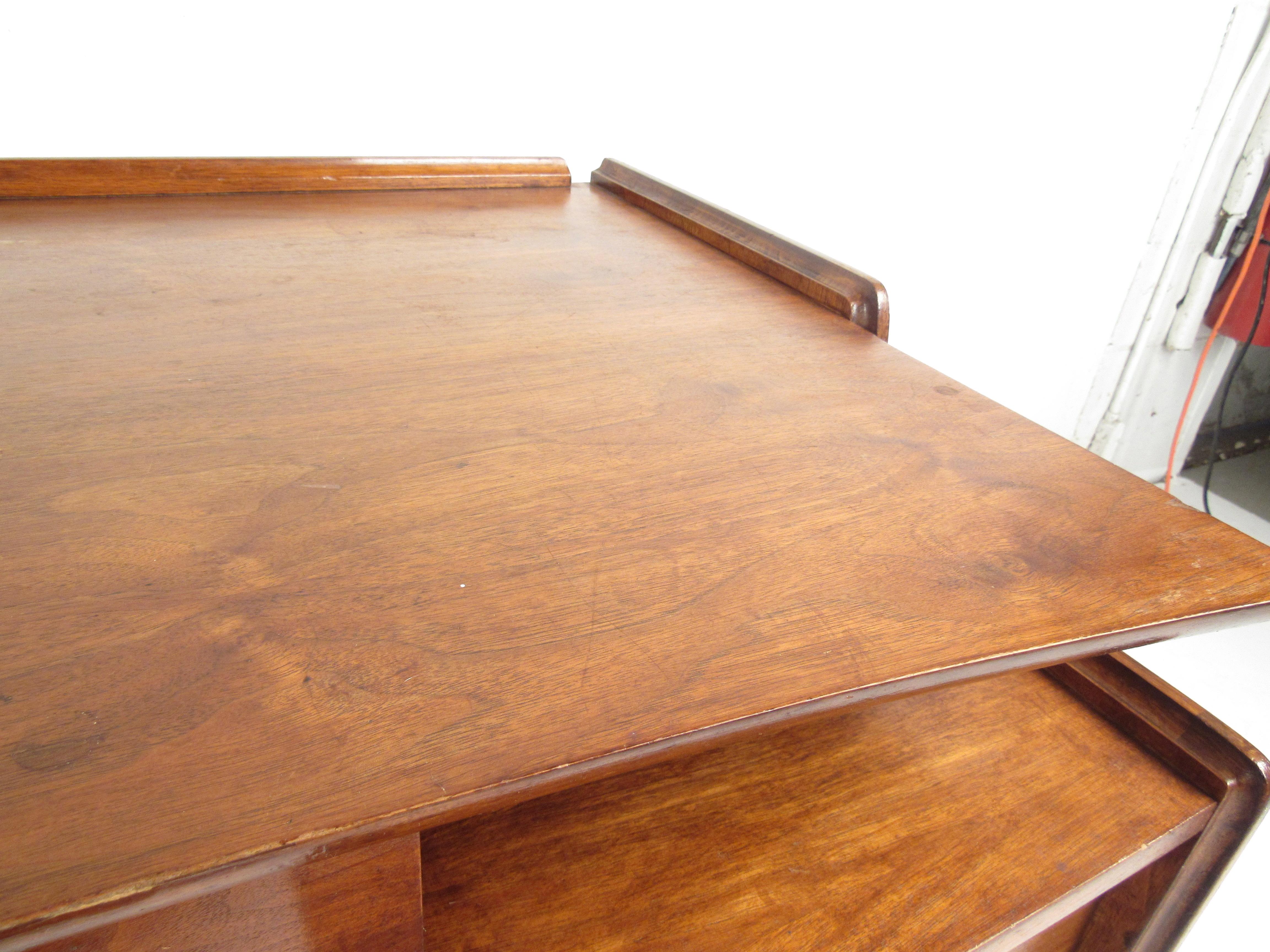 Mid-Century Modern Hooker Style Walnut Desk 5