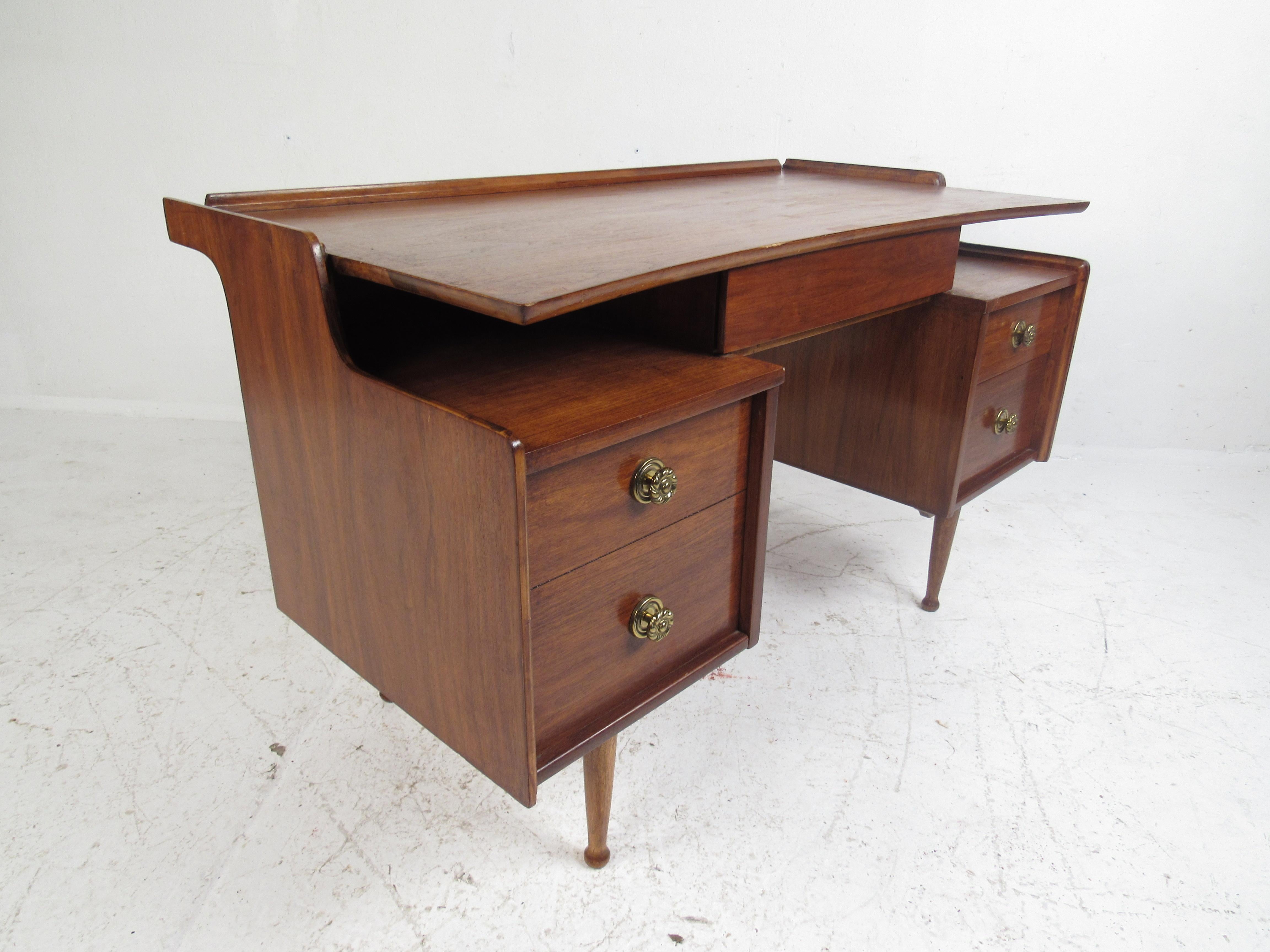 Late 20th Century Mid-Century Modern Hooker Style Walnut Desk