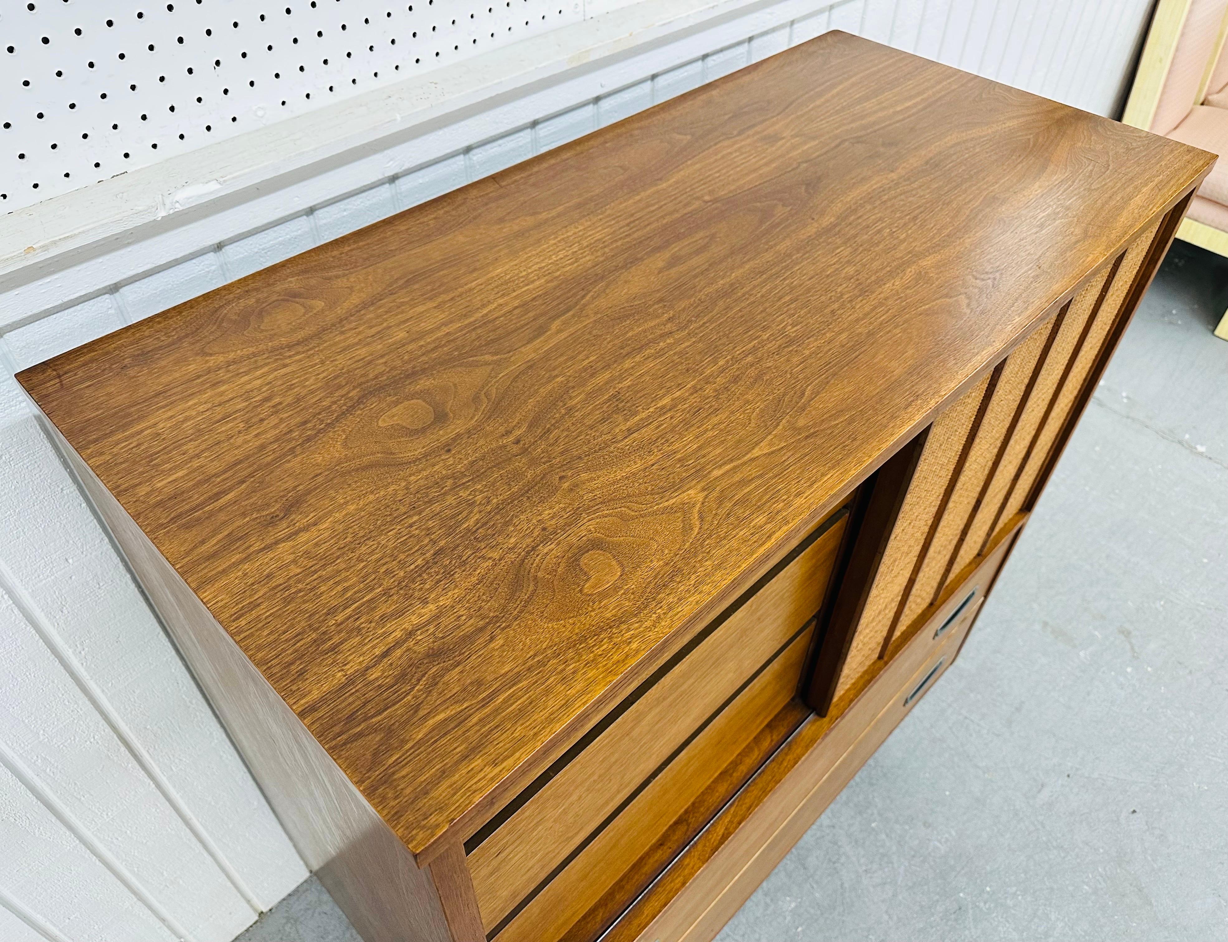 Mid-Century Modern Hooker Walnut & Cane High Chest In Good Condition In Clarksboro, NJ