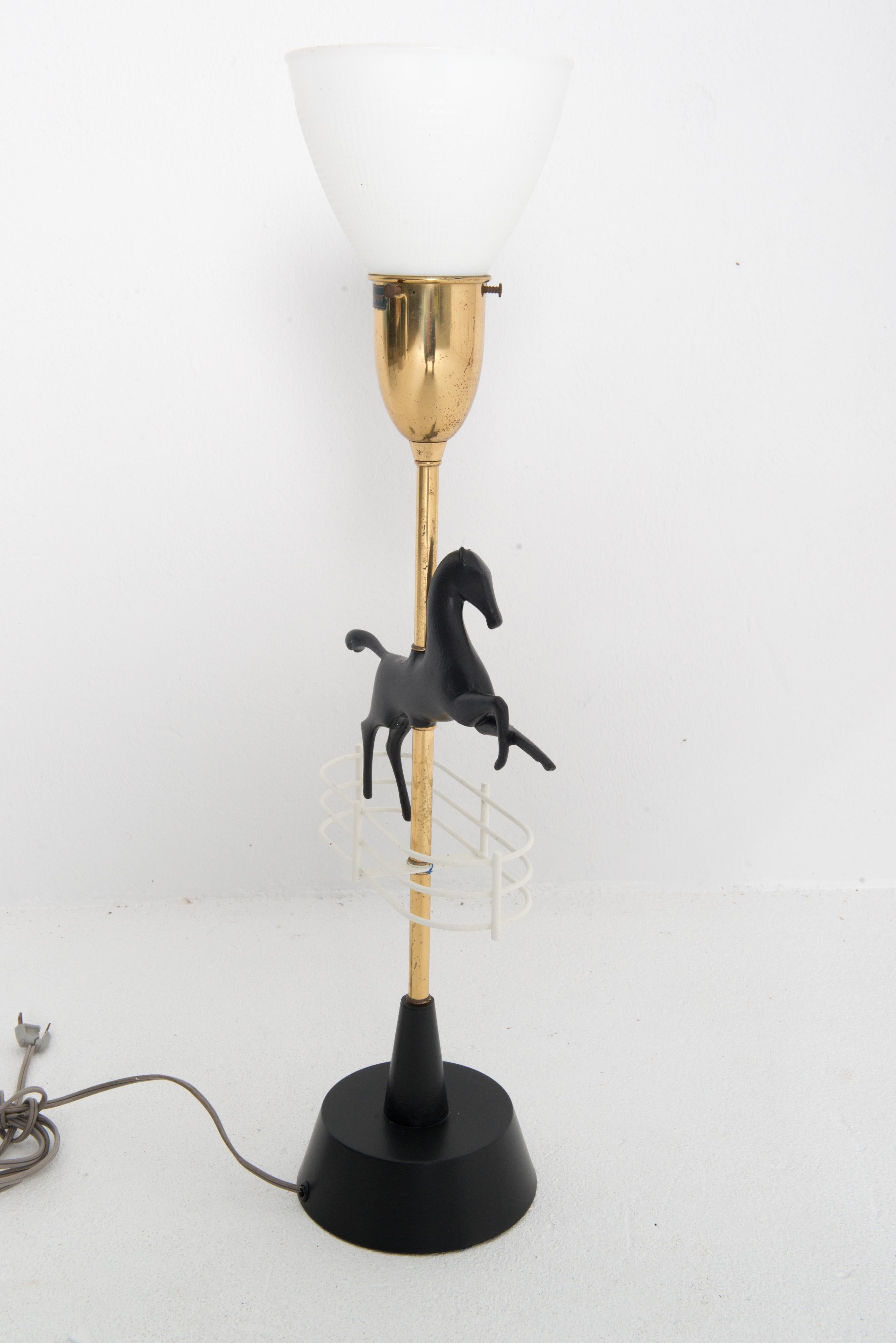 Metal Mid Century Modern Horse Lamp For Sale