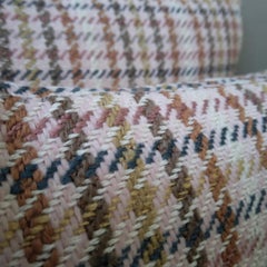 Mid-Century Modern Houndstooth Plaid Lumbar Pillows in Pink - a pair