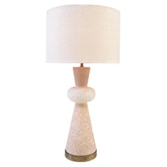 Mid-Century Modern Hourglass Ceramic & Brass Table Lamp