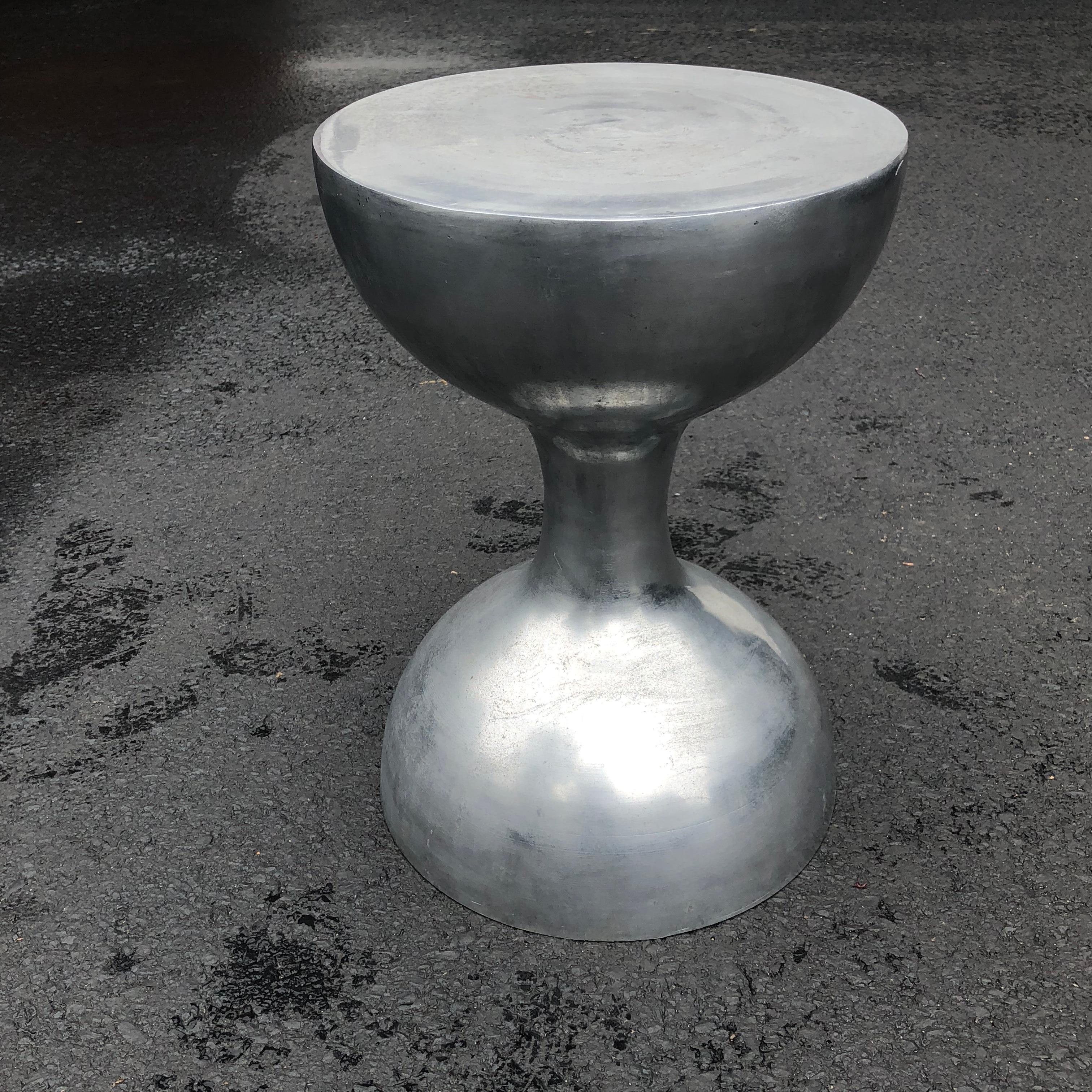 Mid-Century Modern Hourglass Pedestal in Thick Aluminum Plate 8