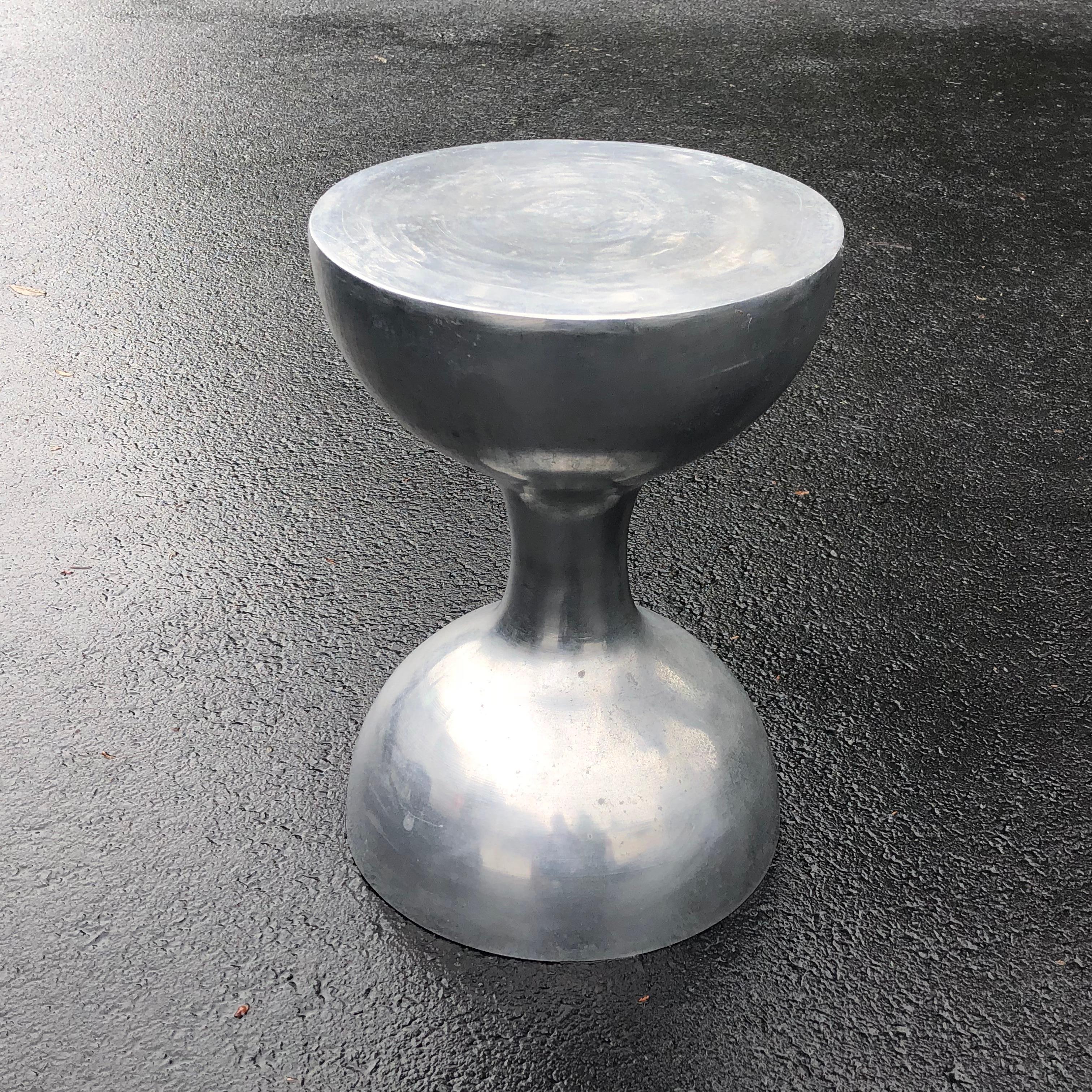 Mid-Century Modern Hourglass Pedestal in Thick Aluminum Plate 1