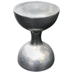 Mid-Century Modern Hourglass Pedestal in Thick Aluminum Plate