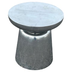 Mid-Century Modern Hourglass Pedestal Side Table in Thick Aluminum Plate