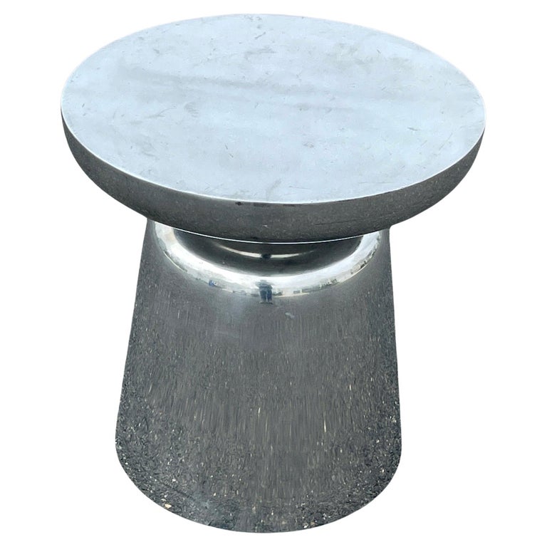 MidCentury Modern Hourglass Pedestal Side Table in Thick Aluminum