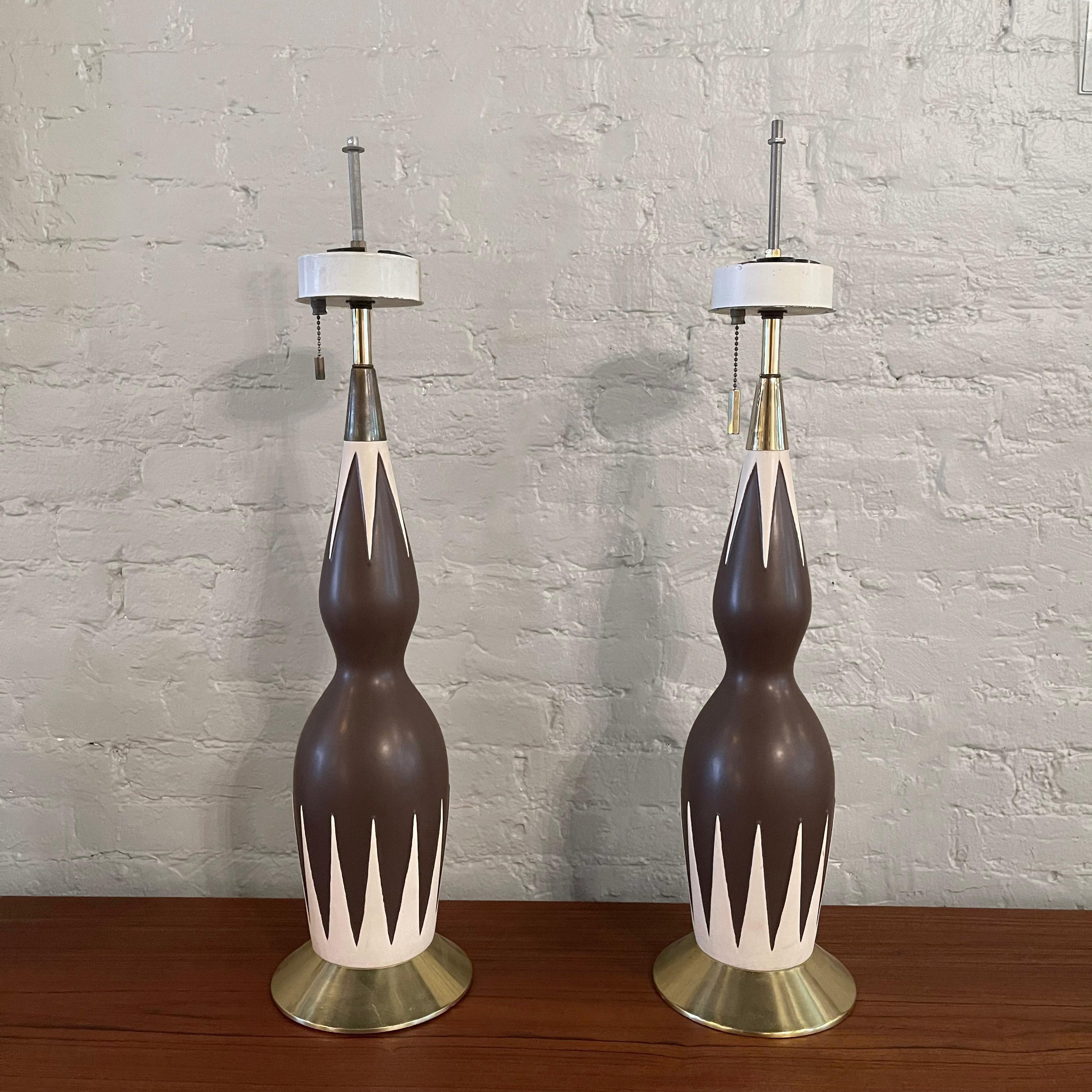 Lampes de table sablier modernes mi-siècle modernes de Gerald Thurston en vente 1