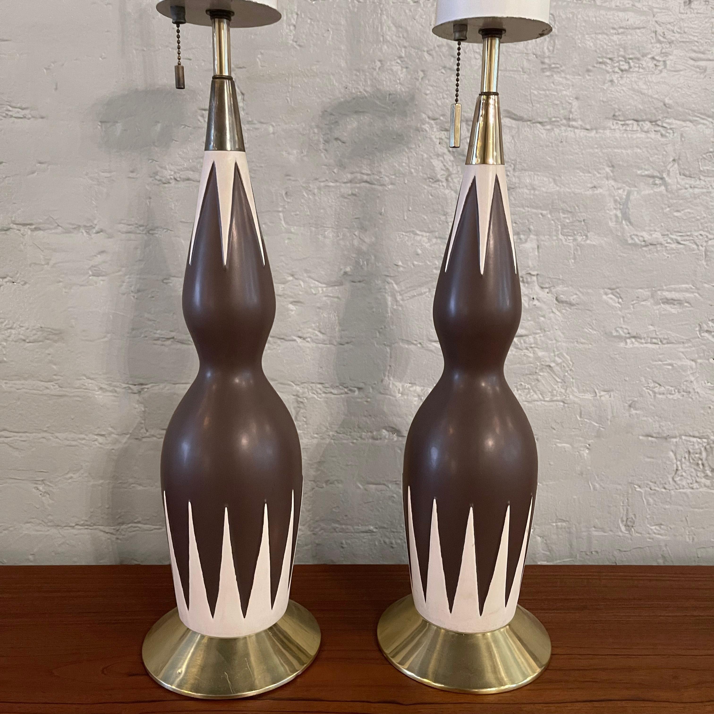 Lampes de table sablier modernes mi-siècle modernes de Gerald Thurston en vente 2