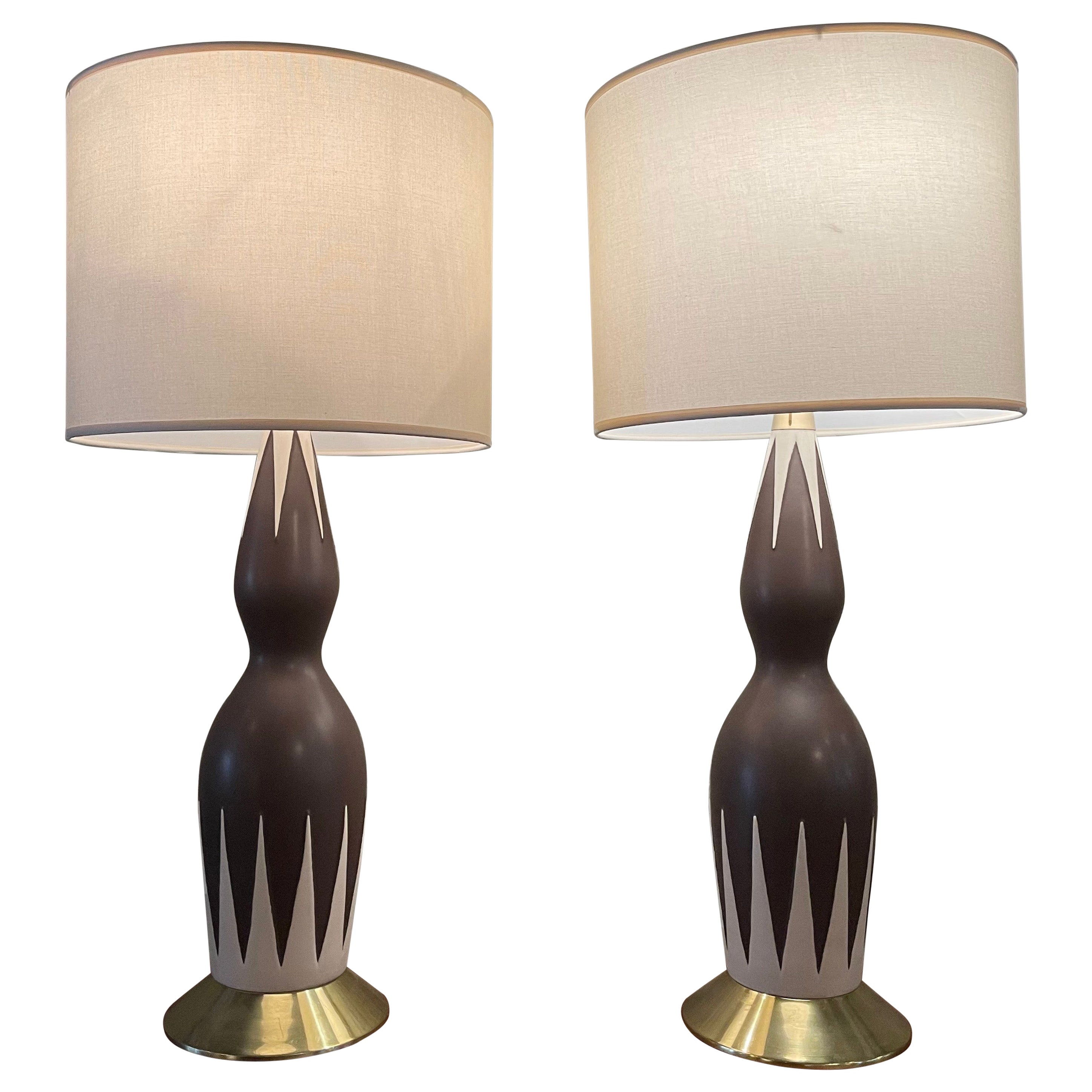 Lampes de table sablier modernes mi-siècle modernes de Gerald Thurston