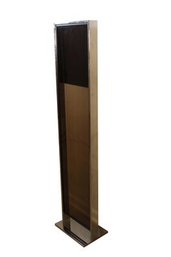 Mid-Century Modern Howard Miller Lucite Smoke Glass & Chrome Led Floor Clock