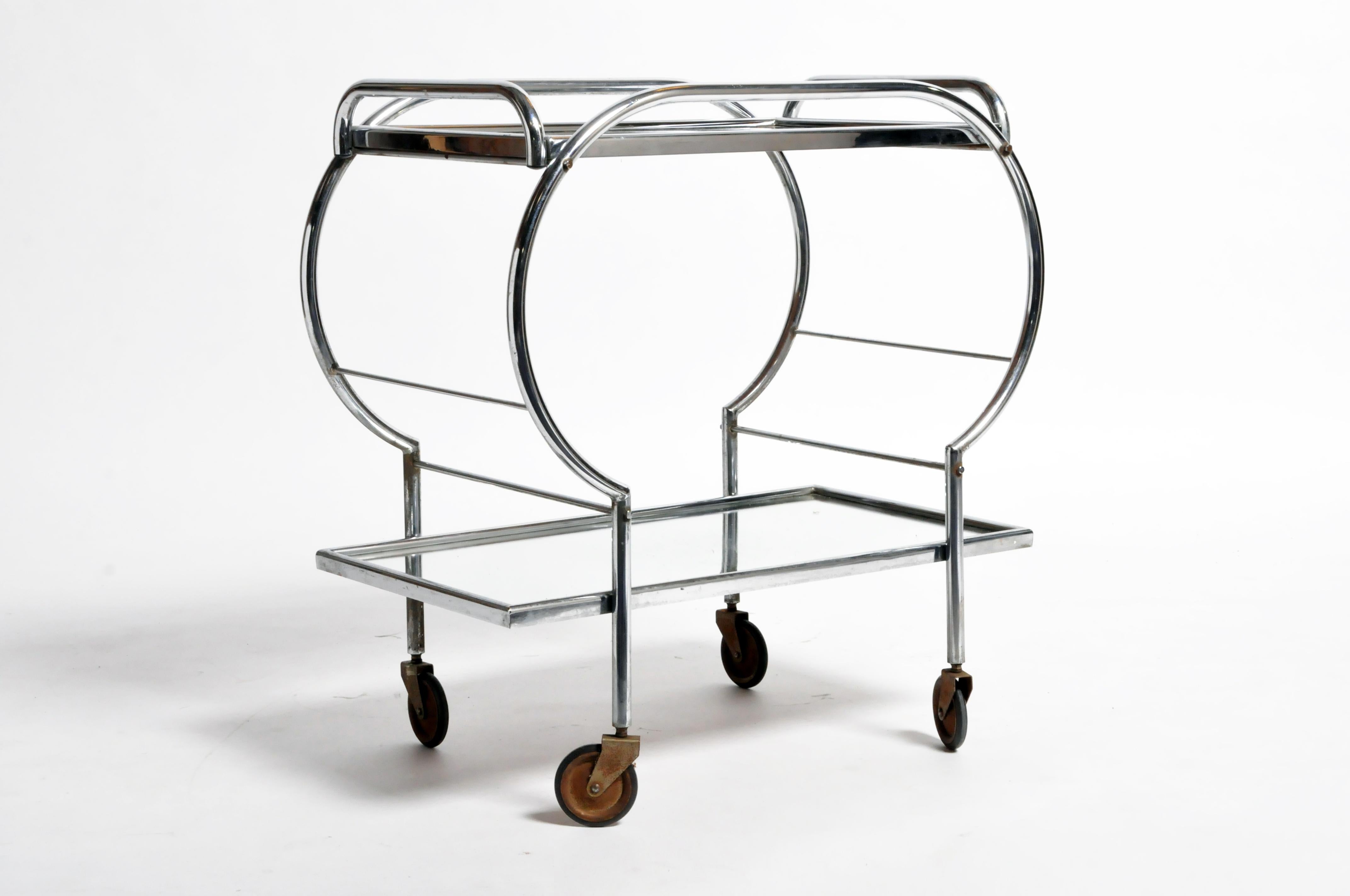 20th Century Mid-Century Modern Hungarian Chrome Serving Cart