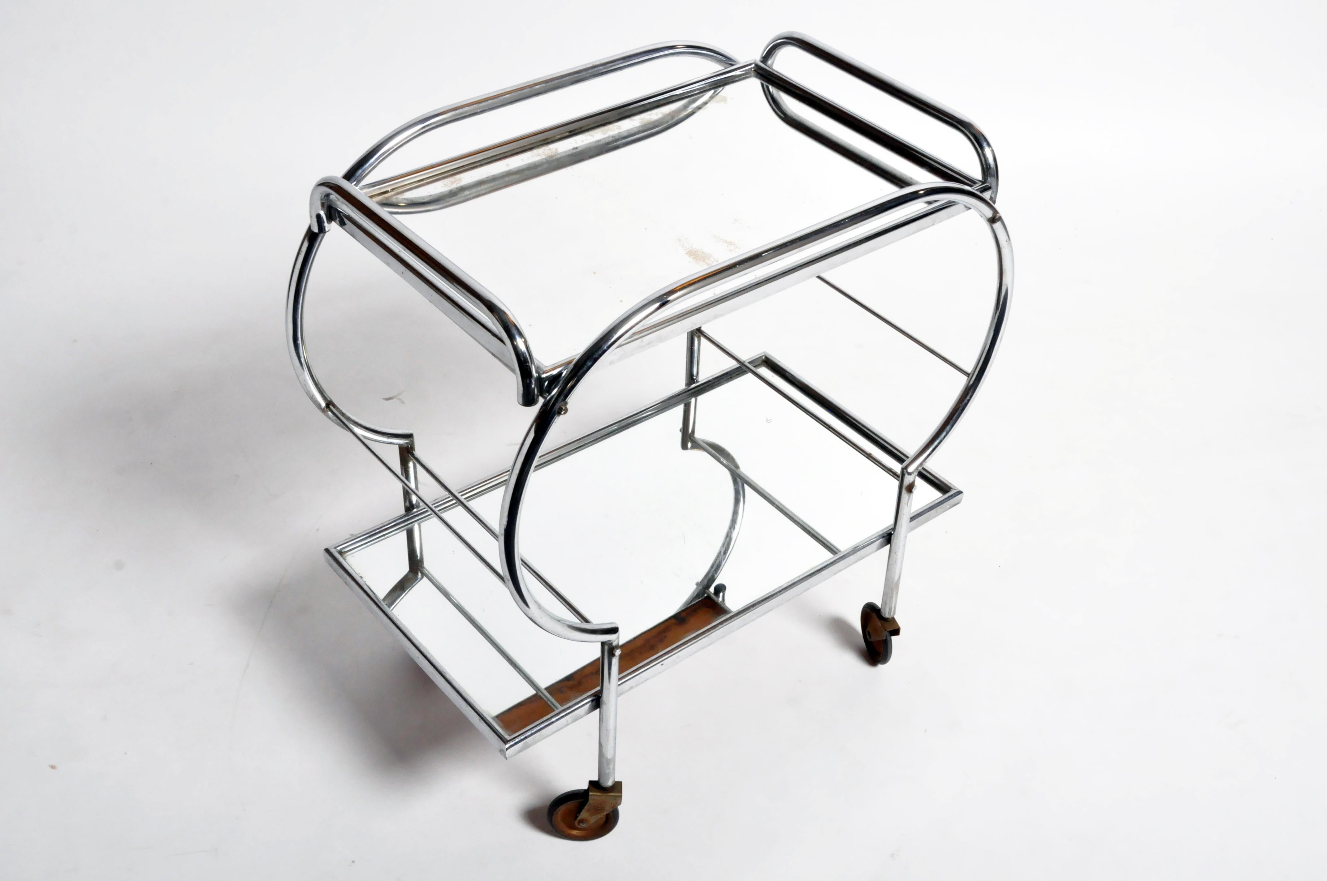 Metal Mid-Century Modern Hungarian Chrome Serving Cart
