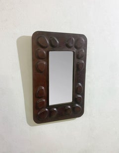 Espejo húngaro moderno de mediados de siglo, cuero, años 60