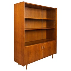 Mid Century Modern Hutch / Cabinet w/ Sliding Glass Doors in Walnut, Yugoslavia