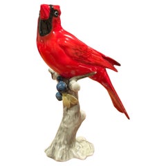 Figurina di uccello cardinale in porcellana Hutschenreuther, metà del secolo scorso
