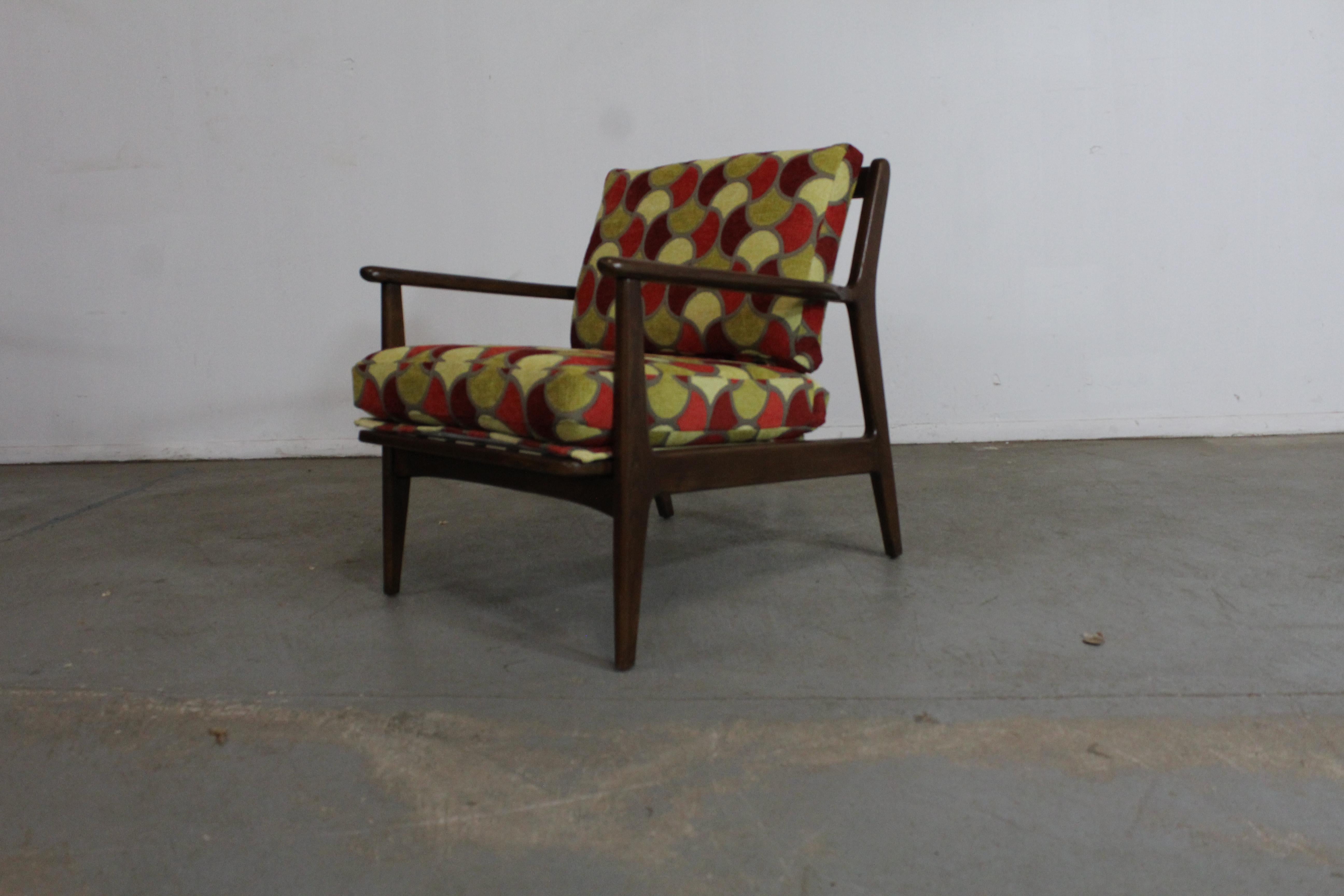 Mid-Century Modern IB Kofod Larsen Style Walnut Open Arm Lounge Chair 8