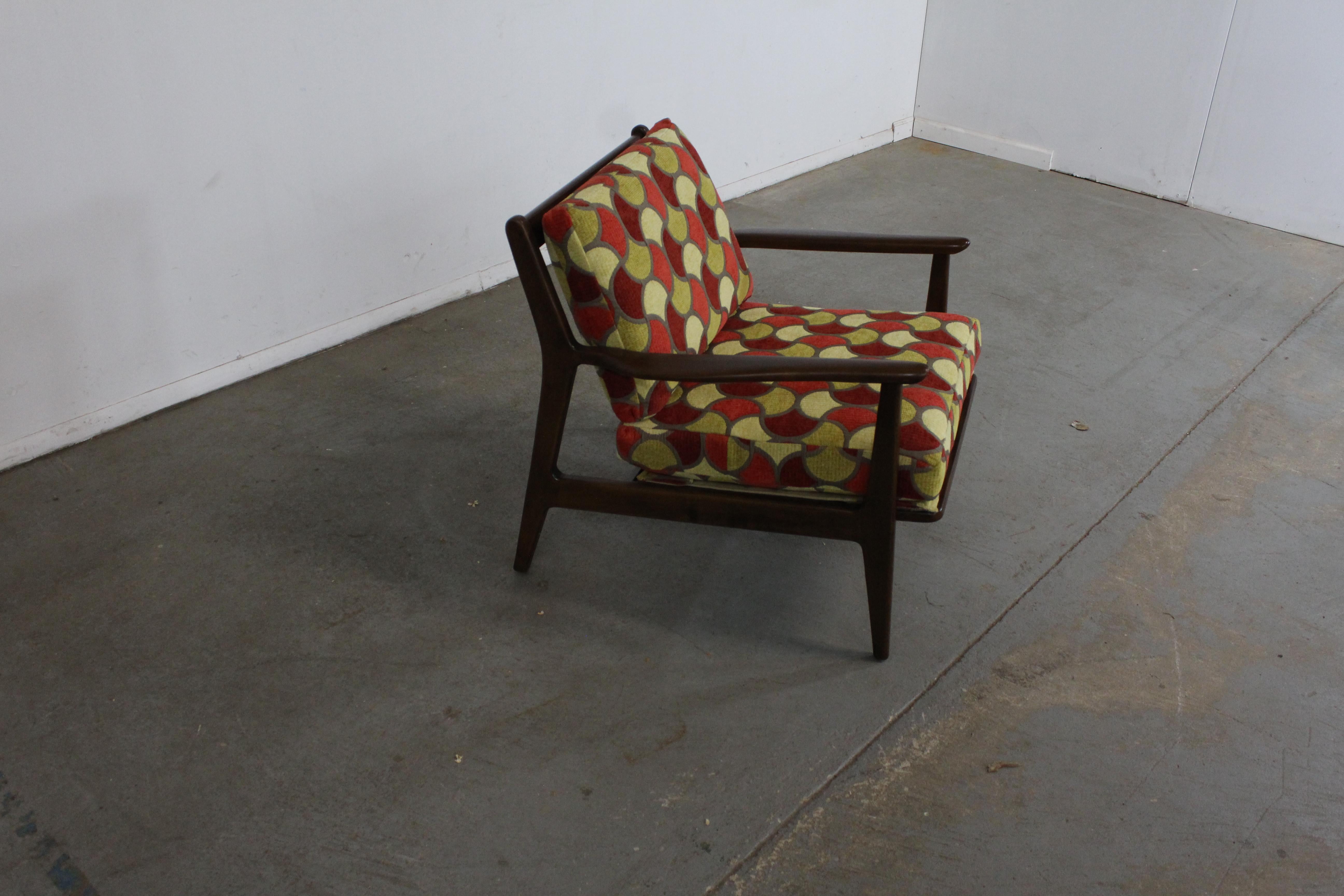 Unknown Mid-Century Modern IB Kofod Larsen Style Walnut Open Arm Lounge Chair