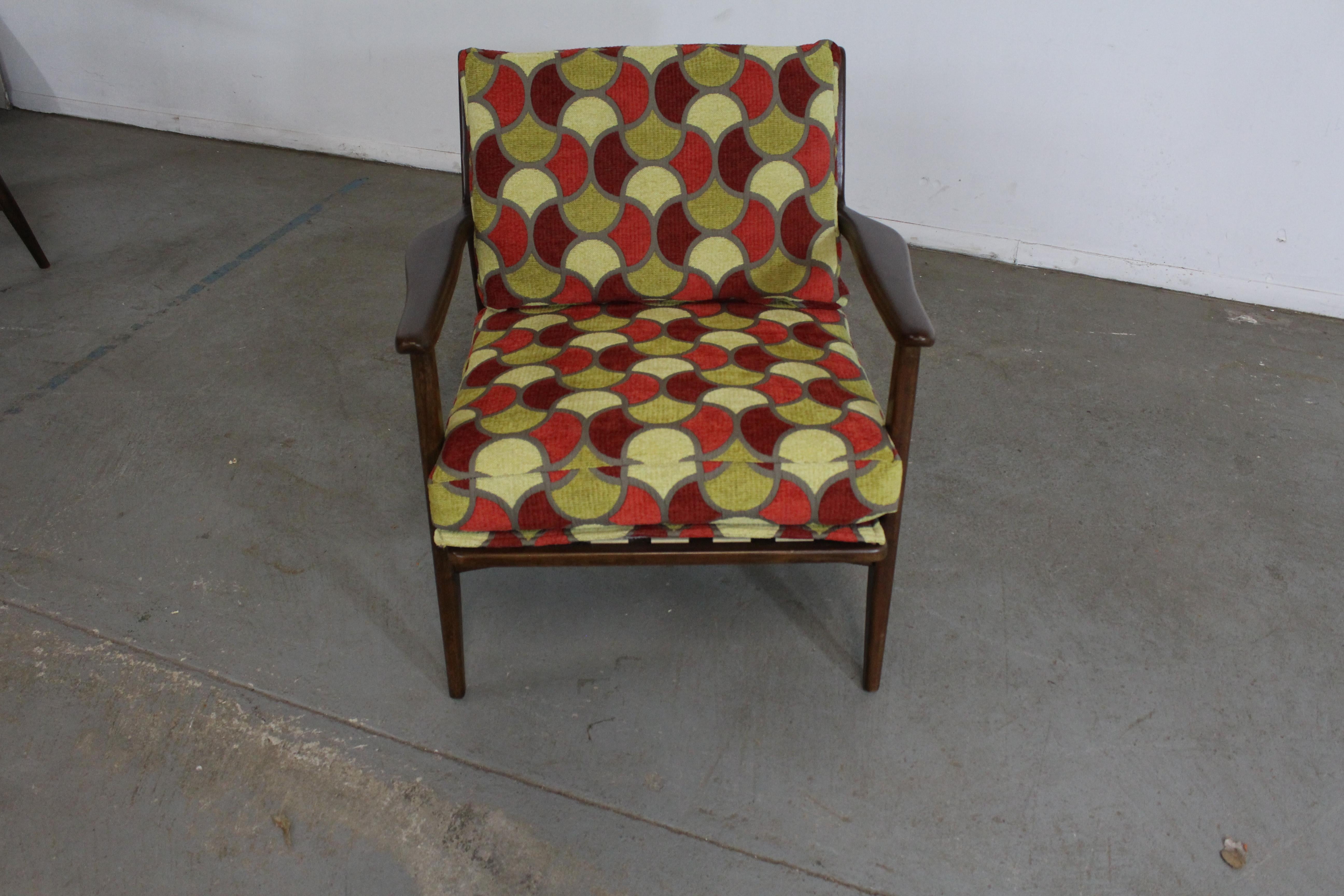 20th Century Mid-Century Modern IB Kofod Larsen Style Walnut Open Arm Lounge Chair
