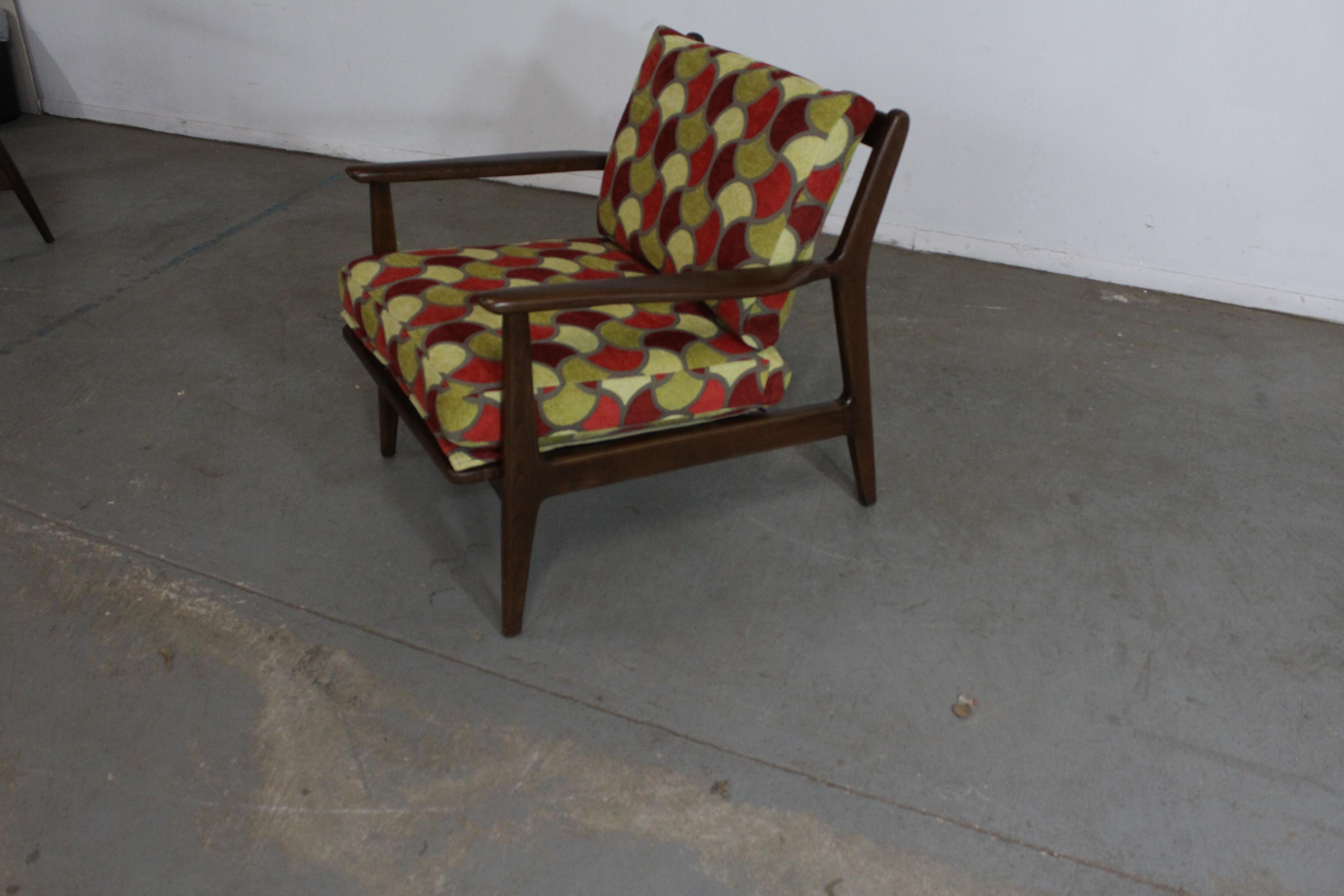 Mid-Century Modern IB Kofod Larsen Style Walnut Open Arm Lounge Chair 2