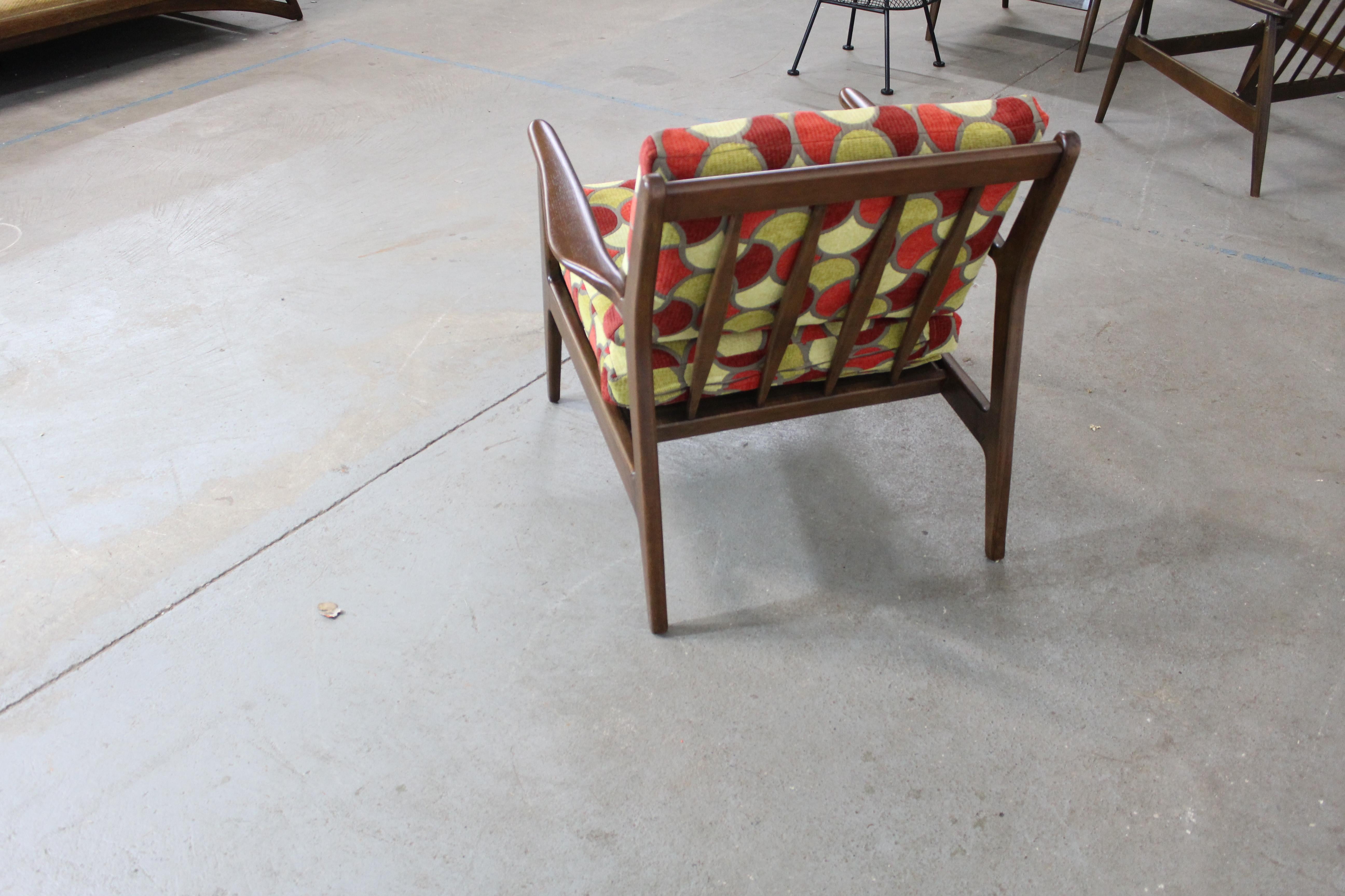 Mid-Century Modern IB Kofod Larsen Style Walnut Open Arm Lounge Chair 3