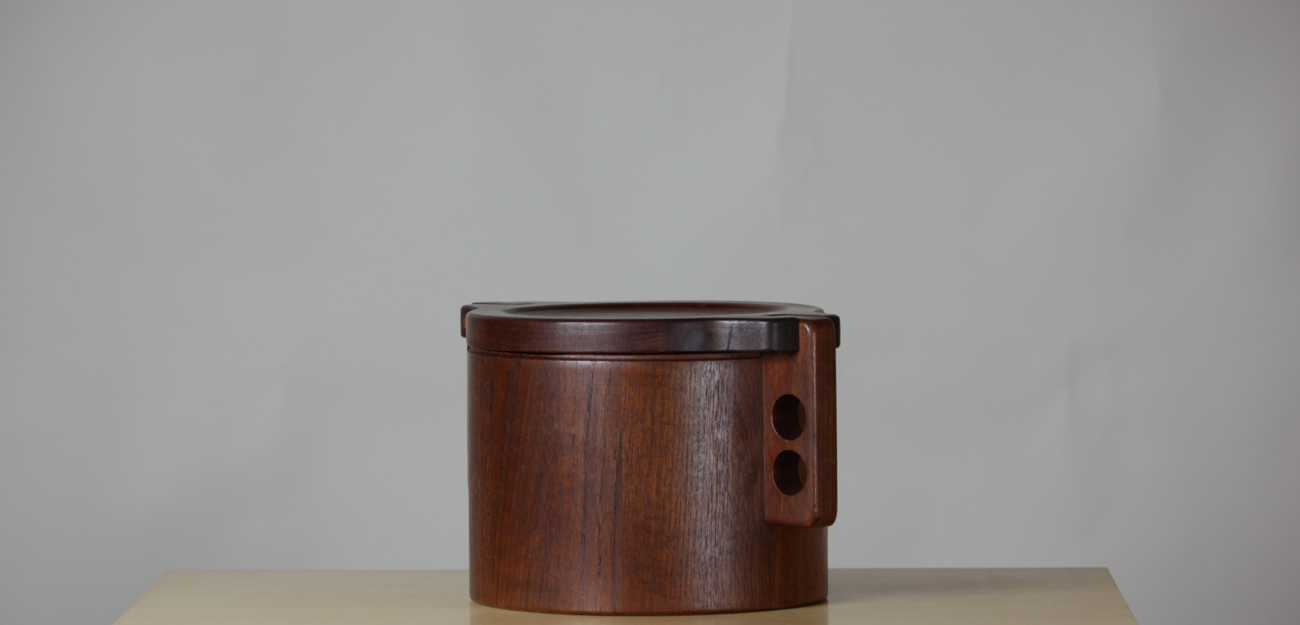 Mid Century Modern Ice Bucket by Birgit Krogh for Woodline, 1970s In Good Condition In Brugge, BE