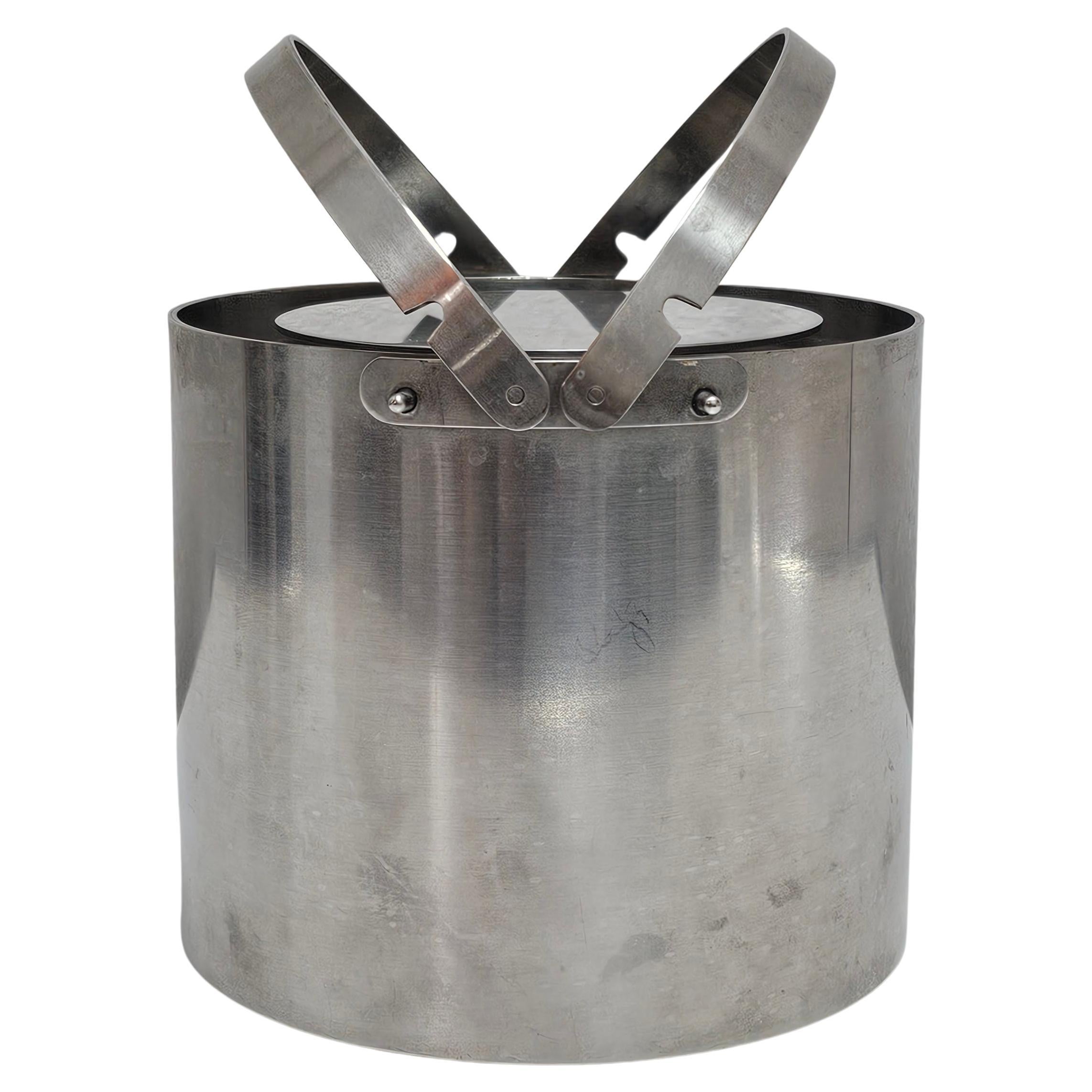 Secchiello per il ghiaccio con coperchio in cromo del Mid Century Modern disegnato da Arne Jacobsen