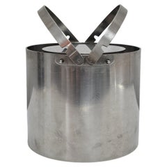 Vintage Mid Century Modern Ice Bucket with Lid done in chrome designed by Arne Jacobsen