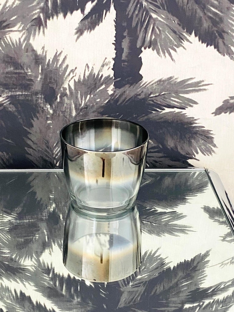 Hand-Crafted Mid-Century Modern Ice Bucket with Silver Fade Ombré Design, c. 1960's For Sale