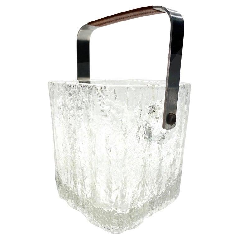 Mid-Century Modern Ice Bucket with Textured Ice Glass, Japan, circa 1960s For Sale 4