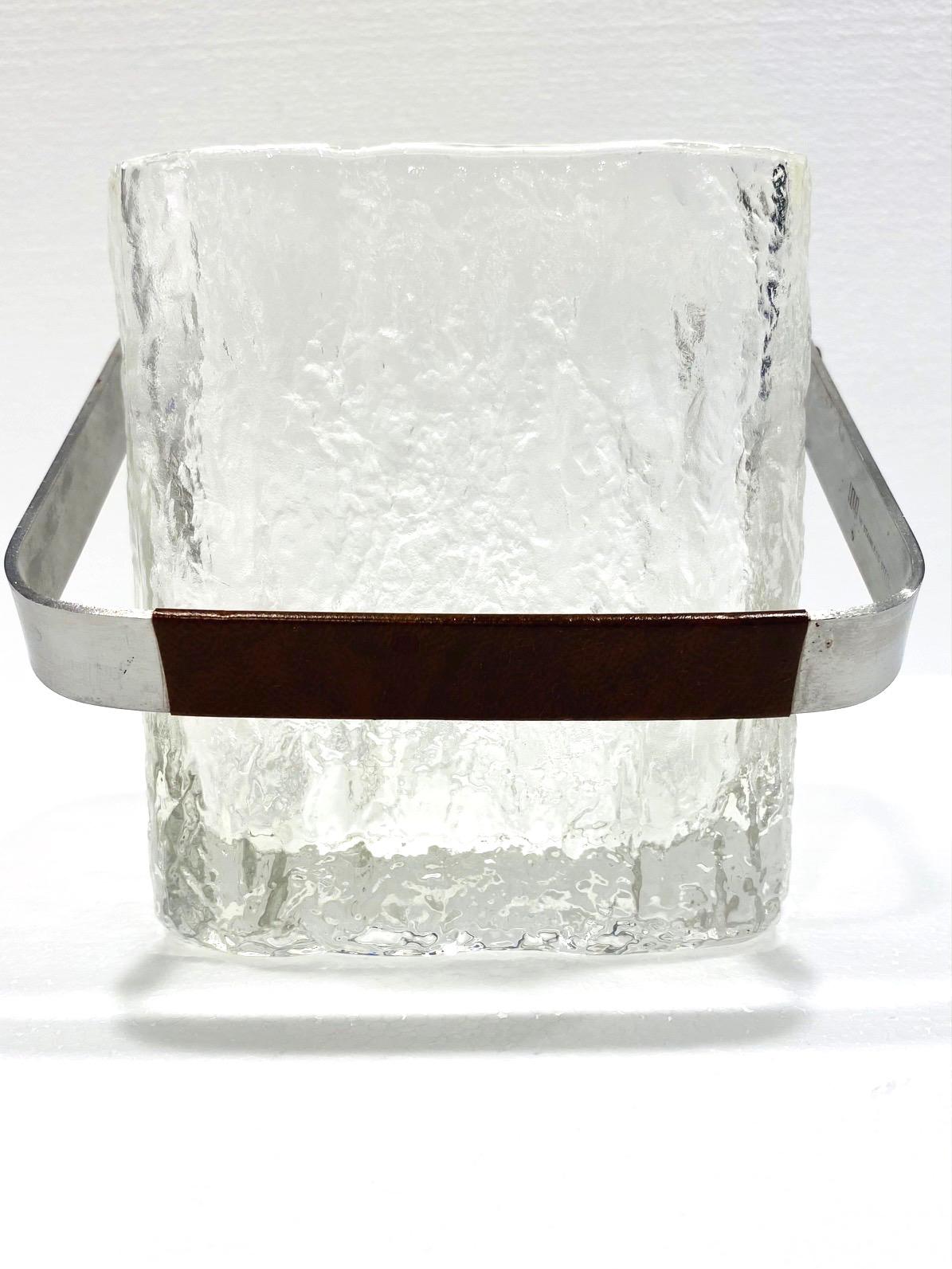Hand-Crafted Mid-Century Modern Ice Bucket with Textured Ice Glass, Japan, circa 1960s