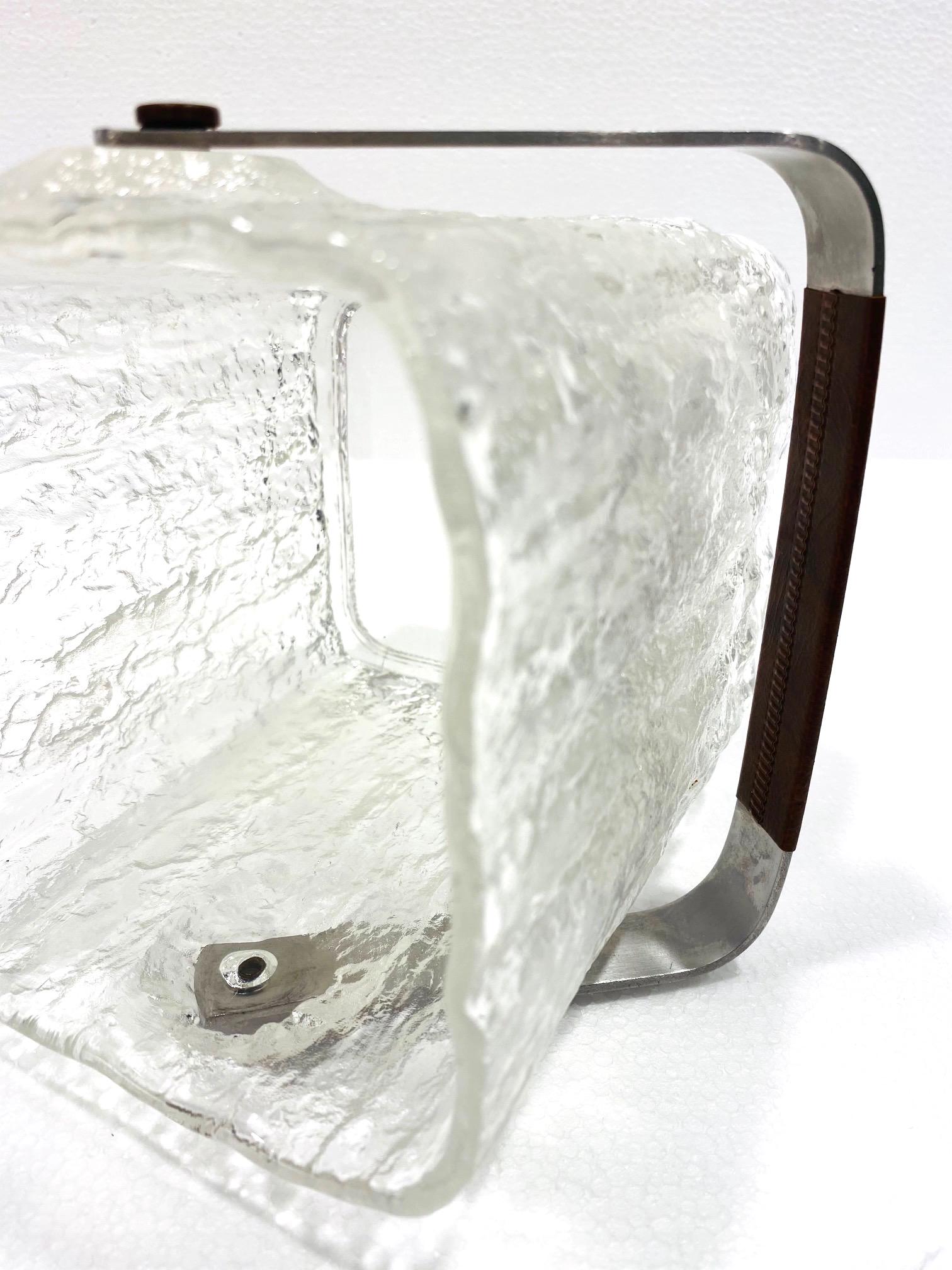 Art Glass Mid-Century Modern Ice Bucket with Textured Ice Glass, Japan, circa 1960s